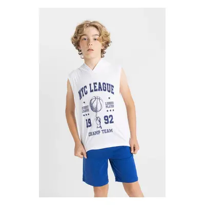 DEFACTO Boy's Printed Hooded Undershirt