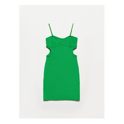 Dilvin Window Detail Mini Dress-dark Green