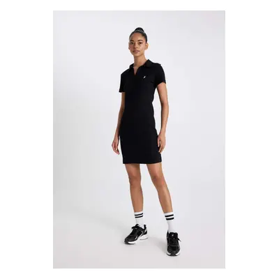 DEFACTO Fit Slim Fit Shirt Collar Short Sleeve Rib Dress