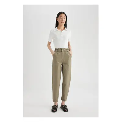 DEFACTO Paperbag Pocketed Paperbag Waist Standard Leg Gabardine Trousers