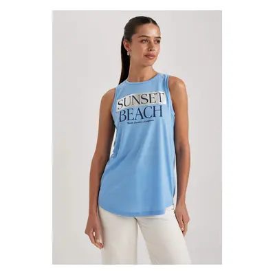 DEFACTO Regular Fit Slogan Printed Sleeveless T-Shirt