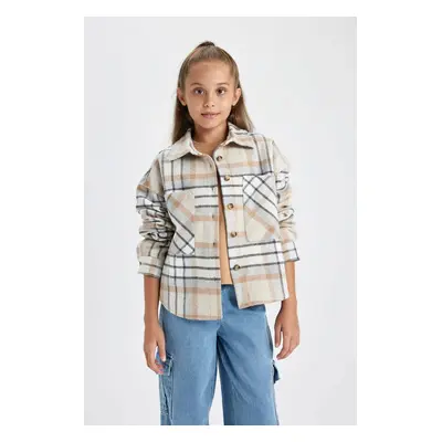 DEFACTO Girl's Checkered Long Sleeve Shirt