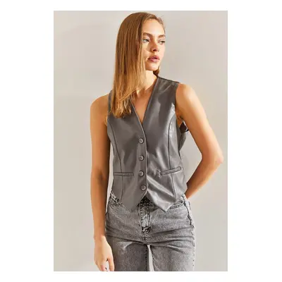 Bianco Lucci Women's Leather Vest