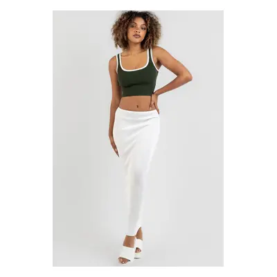 Madmext White Basic Long Knitwear Skirt