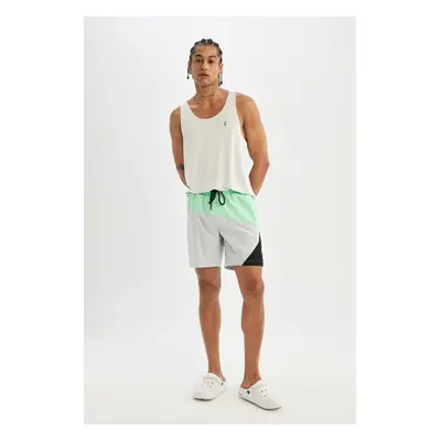 DeFactoFit Regular Fit Printed Flexible Textured Short Swim Shorts