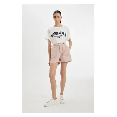 DEFACTO Mom Fit High Waist Short Leg Gabardine Shorts