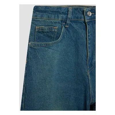 DEFACTO Comfort Mom High Waist Long Jean Washed Trousers