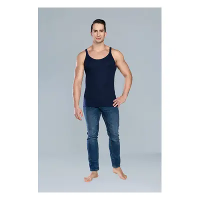 Paco tank top with narrow straps - navy blue