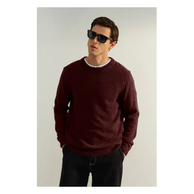 Trendyol Limited Edition Claret Red FL Men's Regular Crew Neck Plain Knitwear Sweater