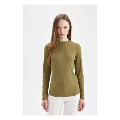 DEFACTO Half Turtleneck Ribbed Camisole Basic Long Sleeve T-Shirt Tunic