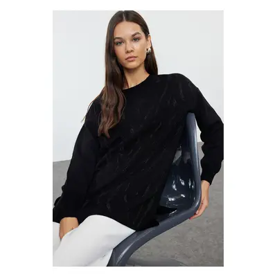 Trendyol Black Stone Embroidered Knitwear Sweater