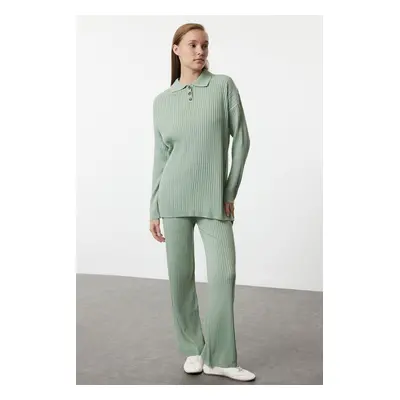 Trendyol Mint Corded Knitwear Bottom-Top Set