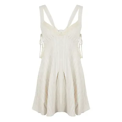 Trendyol Ecru Mini Woven Cut out/Window Beach Dress