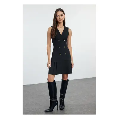 Trendyol Black Pleated Detailed Mini Woven Jacket Dress