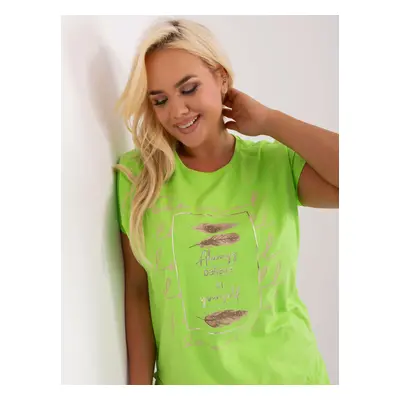 Light green women's blouse plus size with application