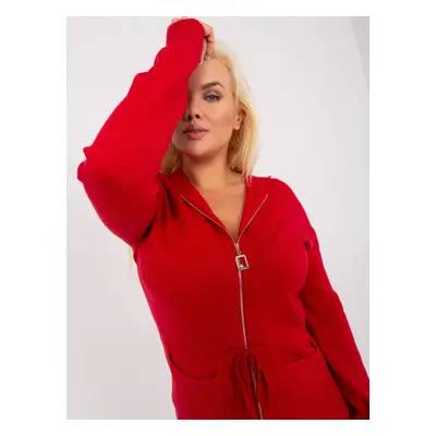 Red cardigan plus sizes with cuff