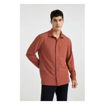 DEFACTO Regular Fit Polo Neck Crinkle Long Sleeve Shirt