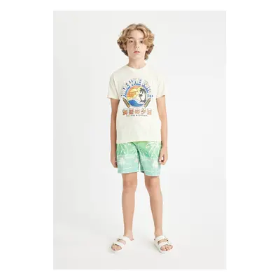 DEFACTO Boy's Palm Tree Patterned Swim Shorts