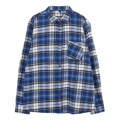 Trendyol Blue Regular Fit Winter Checkered Plaid Lumberjack Plus Size Shirt