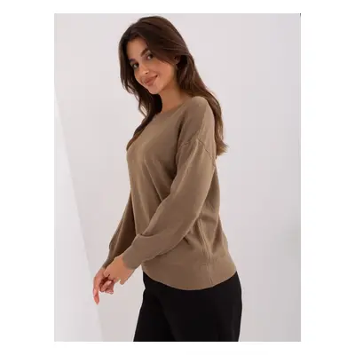 Dark beige classic sweater with cotton