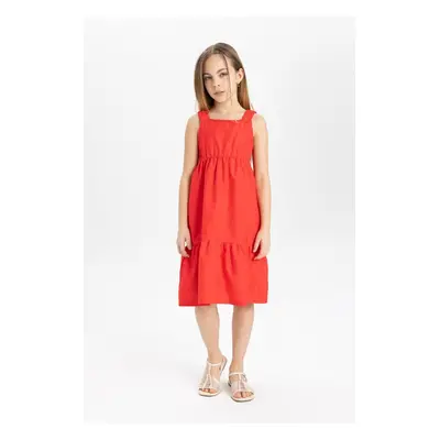 DEFACTO Girl's Poplin Strap Dress