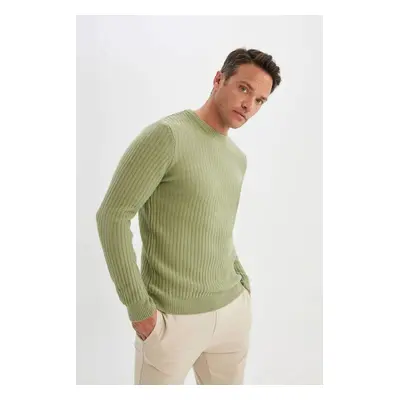 DEFACTO Standard Fit Crew Neck Waffle Sweater