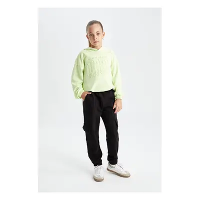 DEFACTO Girls Black Cargo Pocket Jogger School Sweatpants