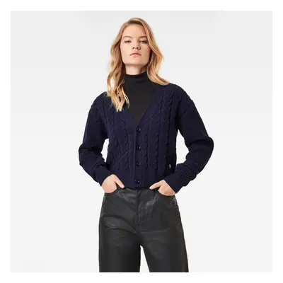 G-STAR Sweater - Cable knit cardi wmn l\s dark blue