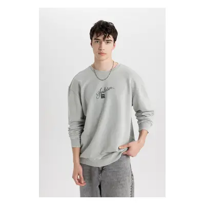 DEFACTO Comfort Fit Crew Neck Printed Sweatshirt