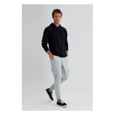 DEFACTO Cargo Pocket Waist Tie Elastic Leg Basic Plain Jogger Sweatpants