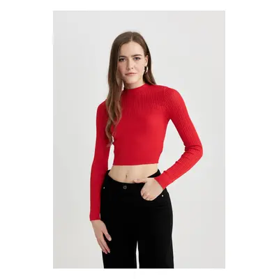 DEFACTO Crop Half Turtleneck Red Sweater