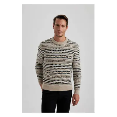 DEFACTO Standard Fit Regular Cut Patterned Crew Neck Knitwear Sweater