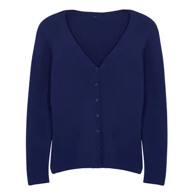 Trendyol Curve Navy Blue V-Neck Basic Premium Knitwear Cardigan