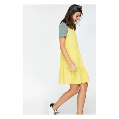 Koton Women's Yellow Straps, Sleeveless Midi Dress