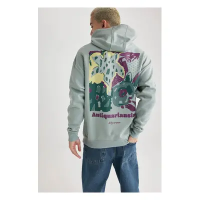 DEFACTO Oversize Fit Back Printed Hooded Thick Sweatshirt