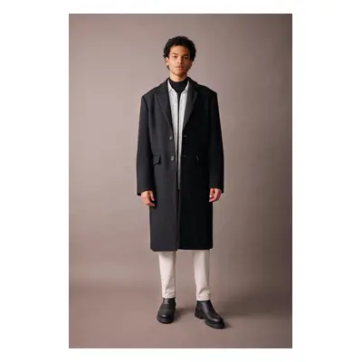 DEFACTO Slim Fit Cashmere Coat Parka Slim Cut Lined Buttoned Pocket