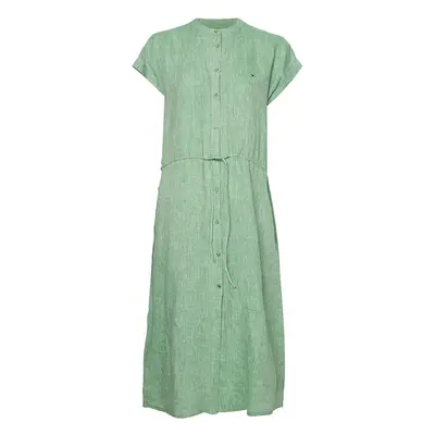 Tommy Hilfiger Dress - LINEN MIDI SHIRT DRESS SS green