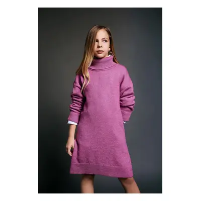 DEFACTO Girl's Turtleneck Long Sleeve Knitwear Dress