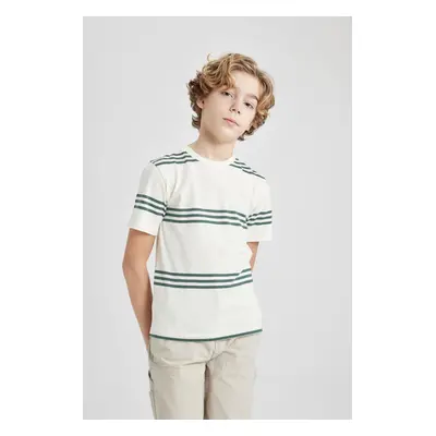 DEFACTO Boys' Crew Neck Striped Short Sleeve T-Shirt