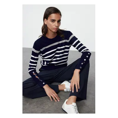 Trendyol Navy Blue Striped Knitwear Sweater