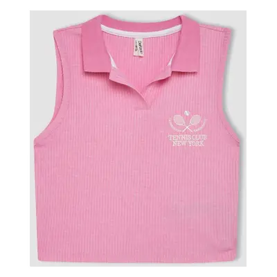 DEFACTO Girl's Polo Neck Sports Printed Undershirt