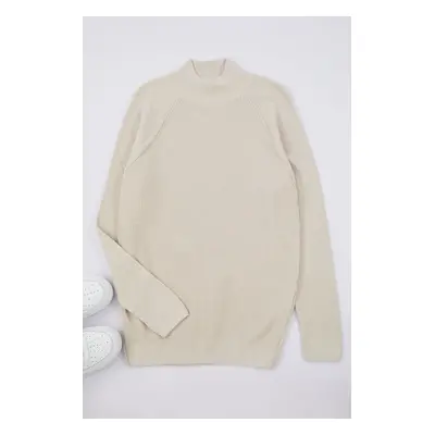 Trendyol Stone Slim Half Turtleneck Textured Knitwear Sweater