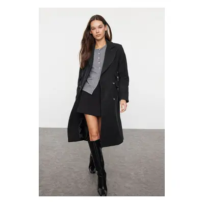 Trendyol Dark Grey Regular Pocket Detailed Wool Long Coat