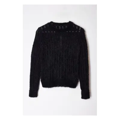 Trendyol Black Thin Transparent Knitwear Sweater