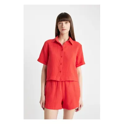 DEFACTO Boxy Fit Muslin Short Sleeve Shirt