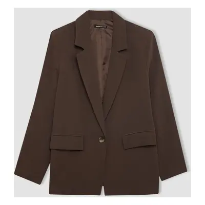 DEFACTO Oversize Fit Linen Blend Blazer Jacket