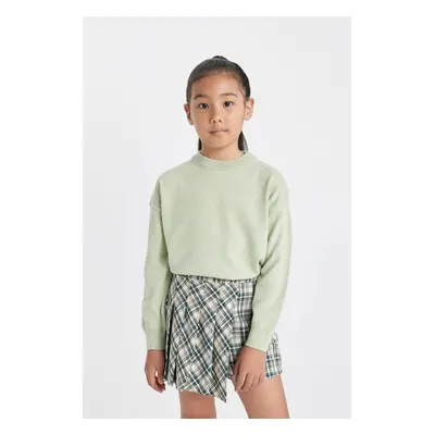 DEFACTO Girl's Standard Fit Crew Neck Basic Plain Knitwear Sweater