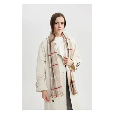 DEFACTO Women's Checkered Tasseled Knitwear Scarf