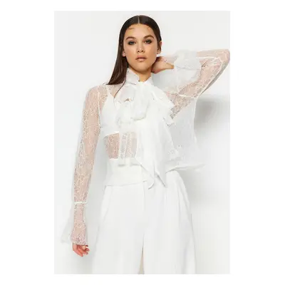 Trendyol Ecru Flounce Lace Bridal Blouse