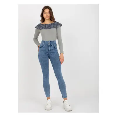 Blue high-waisted jeans